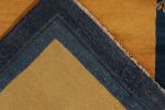 Vintage Chinese Deco style rug in Gold, Blue Border, Beige | Area Rug in Rugs by Rug and Kilim