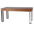 DK-74 Desk in Smoke Gray Ash with Titanium Steel Legs | Tables by Antoine Proulx Furniture, LLC | Continuum On South Beach in Miami Beach. Item made of wood with aluminum