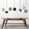 Tapered Sphere Hanging Light with white cord | Pendants by Alex Marshall Studios. Item composed of brass and ceramic in mid century modern or contemporary style