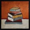 Bookish serenity / Serenité livresque | Oil And Acrylic Painting in Paintings by Sophie DUMONT. Item made of wood & canvas compatible with minimalism and contemporary style