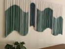 Modern Textile Wall Art AURORA Green Wavy 3D Curved | Macrame Wall Hanging in Wall Hangings by Wallflowers Hanging Art. Item composed of fiber compatible with minimalism and mid century modern style