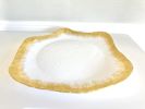 February White and Gold Paper Mache Wavy Table Top Tray | Decorative Tray in Decorative Objects by TM Olson Collection. Item made of paper compatible with minimalism and contemporary style