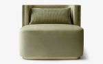 Papillonne Green Corduroy Upholstered Armchair | Chairs by LAGU. Item made of wood with fabric works with modern style