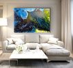 Blue Spill | Oil And Acrylic Painting in Paintings by Catherine Détraves. Item made of canvas works with contemporary & eclectic & maximalism style