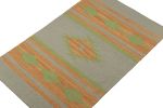 Rug & Kilim’s Tribal style Kilim in Grey with Gold & Green | Area Rug in Rugs by Rug and Kilim. Item composed of wool