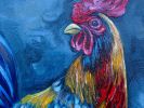 Original Rooster Painting | Decorative Objects by Emily Newman Fine Art. Item made of canvas works with country & farmhouse & eclectic & maximalism style