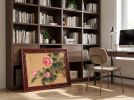 Hand-Painted Gongbi Peony Silk Classical Botanical Wall Art | Oil And Acrylic Painting in Paintings by Dynasty Artisan. Item composed of wood and fabric in contemporary or eclectic & maximalism style