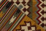1980s Vintage Sofreh Kilim rug in Gold, Green and White | Area Rug in Rugs by Rug and Kilim