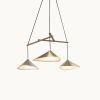 Emily Group of Three brass | Chandeliers by MOSS Objects. Item made of oak wood with brass works with minimalism & mid century modern style