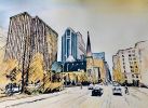 Laurier and Elgin | Watercolor Painting in Paintings by Maurice Dionne FINEART. Item composed of paper