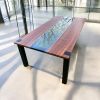 Contemporary steel and walnut dining table | Tables by Aaron Smith Woodworker. Item composed of walnut and brass in contemporary or eclectic & maximalism style