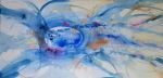Sky Walk- Blue Abstract Original Painting | Oil And Acrylic Painting in Paintings by Twyla Gettert. Item made of canvas works with mid century modern & coastal style