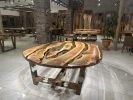 Oval Transparent Epoxy Walnut Table | Dining Table in Tables by Gül Natural Furniture. Item composed of walnut and synthetic in minimalism or mid century modern style