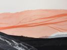 Peach and Black Abstract in Washi (on Canvas) | Oil And Acrylic Painting in Paintings by Jan Sullivan Fowler. Item composed of canvas