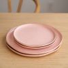 Handmade Porcelain Dinner Plates With Gold Rim. Powder Pink | Dinnerware by Creating Comfort Lab. Item made of ceramic
