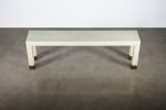 Dino Linen Modern Console with Bronze Sabots from Costantini | Console Table in Tables by Costantini Design. Item made of wood with linen