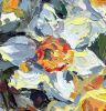 "Daffodils" original palette knife oil painting | Oil And Acrylic Painting in Paintings by OXYPOINT. Item made of wood & canvas compatible with contemporary and mediterranean style