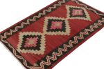 Vintage Shahsavan Persian Kilim in Red, Beige & Black | Area Rug in Rugs by Rug and Kilim