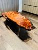 Curly Redwood Burl Coffee Table with Acrylic Legs | Tables by DapperwoodSF. Item made of wood with synthetic works with mid century modern & contemporary style