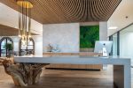 Teak and Concrete Reception Desk | Tables by Béton Studio | The Ring Workspaces in Clearwater. Item made of cement