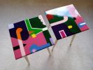 Maximalist Eclectic Abstract Resin Side End Tables | Coffee Table in Tables by Epoxy Coffee Table Shop. Item made of wood compatible with boho and contemporary style