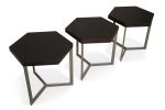 Nicoli Modern Hexangonal Side Table in Steel and Rosewood | Tables by Costantini Design. Item composed of wood and metal