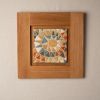 Desert Sun in White Oak Frame - No. 1 | Mosaic in Art & Wall Decor by Clare and Romy Studio. Item composed of oak wood and ceramic in boho or mid century modern style