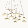 Emily Group of Nine Pendant Light – Gold Semi-Matte | Chandeliers by MOSS Objects. Item made of oak wood with steel works with contemporary & modern style