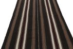Vintage Turkish Kilim Rug in Brown, Black & White Stripes | Area Rug in Rugs by Rug and Kilim