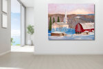 Country Chuch and Barn- Vibrant Giclée Print | Prints in Paintings by Michelle Keib Art. Item composed of paper