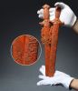 Vintage Imperial Cinnabar Ink Micro Sculpture I: 1988 Sword | Sculptures by Dynasty Artisan. Item in minimalism or japandi style