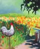 Daylilies With Rooster | Oil And Acrylic Painting in Paintings by Catherine Twomey