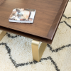 The "Le Tray Table" Coffee Table - Curved Legs | Tables by Marie Burgos Design and Collection. Item made of oak wood with brass