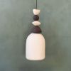 Handmade ceramic cilinder pendants with little shapes | Pendants by Ingrid Vermulst by Studio Wild Orange