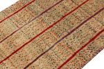 Vintage Gabbeh Tribal Rug in Beige-Brown, Red Stripes | Area Rug in Rugs by Rug and Kilim
