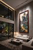 Hand-Painted Spring Dwelling: Blue & Green Silk/Xuan Art | Oil And Acrylic Painting in Paintings by Dynasty Artisan. Item made of wood & fabric compatible with contemporary and eclectic & maximalism style