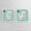 Celestial Zodiac Series – Aqua & Gold Edition | Prints by Kirsten Ulve. Item composed of paper in minimalism or mid century modern style