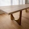 Cashmere White Brass Tunnel Table | Dining Table in Tables by YJ Interiors. Item composed of oak wood and brass in mid century modern or contemporary style