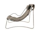 Chaise Lounge Curved Steel & Vegetable-Tanned Cowhide | Couches & Sofas by Jover + Valls. Item made of metal with leather works with art deco style