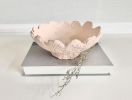 Soft Pink Scalloped Bowl Paper Mache Material | Decorative Bowl in Decorative Objects by TM Olson Collection. Item composed of paper in country & farmhouse or eclectic & maximalism style