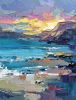 "Mystical Sunset" oil painting | Oil And Acrylic Painting in Paintings by OXYPOINT. Item made of canvas compatible with minimalism and contemporary style