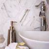Wavy Hex Calacatta Gold & Thassos Mosaic Tile | Tiles by Tile Club. Item made of ceramic