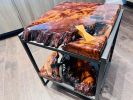 Two-Tier Redwood Burl and Steel Side Table | Tables by DapperwoodSF. Item composed of wood & metal compatible with mid century modern and contemporary style