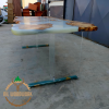 Personalized Epoxy Dining Table Made of Olive Tree | Tables by Nil Woodwork. Item composed of oak wood in industrial or mediterranean style