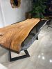 Custom Black Epoxy Walnut Dining Table - In Stock | Tables by Gül Natural Furniture. Item composed of wood in country & farmhouse or eclectic & maximalism style