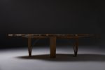 Oval Dining Table, English Burr Oak with Chapel Legs, Unique | Tables by Jonathan Field. Item made of oak wood compatible with contemporary and modern style