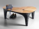 Black Stone & Oak Bench - Ma Series in Bio Concrete | Benches & Ottomans by Donatas Žukauskas. Item made of oak wood & concrete compatible with minimalism and contemporary style
