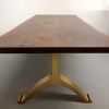 Walnut Slab Live Edge Brass Wishbone Dining Table | Tables by YJ Interiors. Item composed of walnut and brass in mid century modern or contemporary style