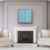 Teal Birches, 24 x 24, Abstract Tree Art | Mixed Media by Jeanne Player Fine Art. Item made of canvas with fiber works with minimalism & mid century modern style