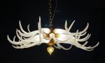 Small Antler Chanelier | Chandeliers by Anchor Bend Glassworks. Item made of oak wood with brass works with contemporary & country & farmhouse style